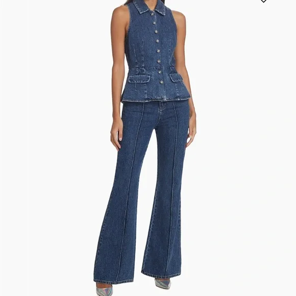 self-portrait Denim Jumpsuit jean size 2